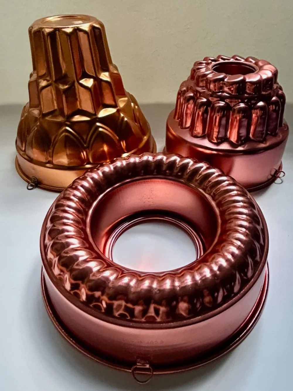 Vintage Set of 3 Copper Toned Aluminum Molds
